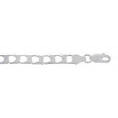 3.85mm Square Curb Chain, 7" - 24" Length, Sterling Silver
